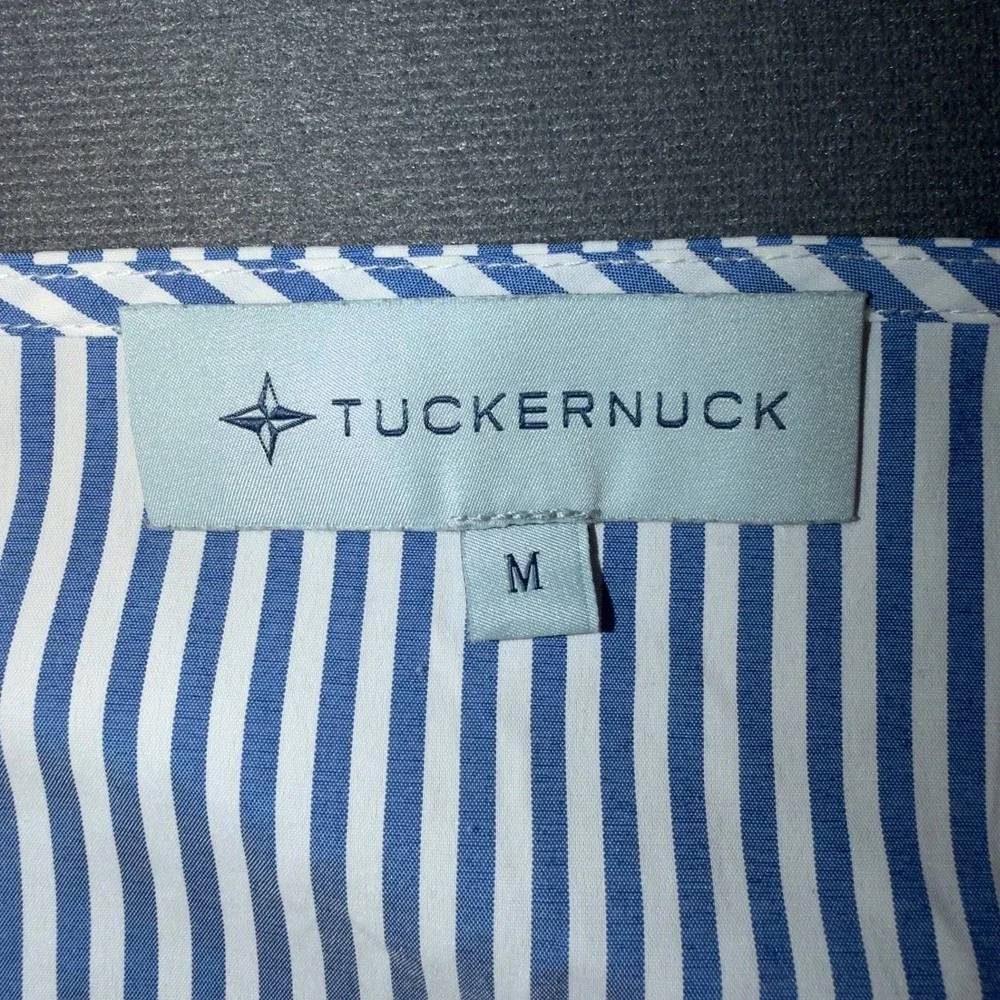 Tuckernuck Blue and White Striped V-Neck Peplum Blouse